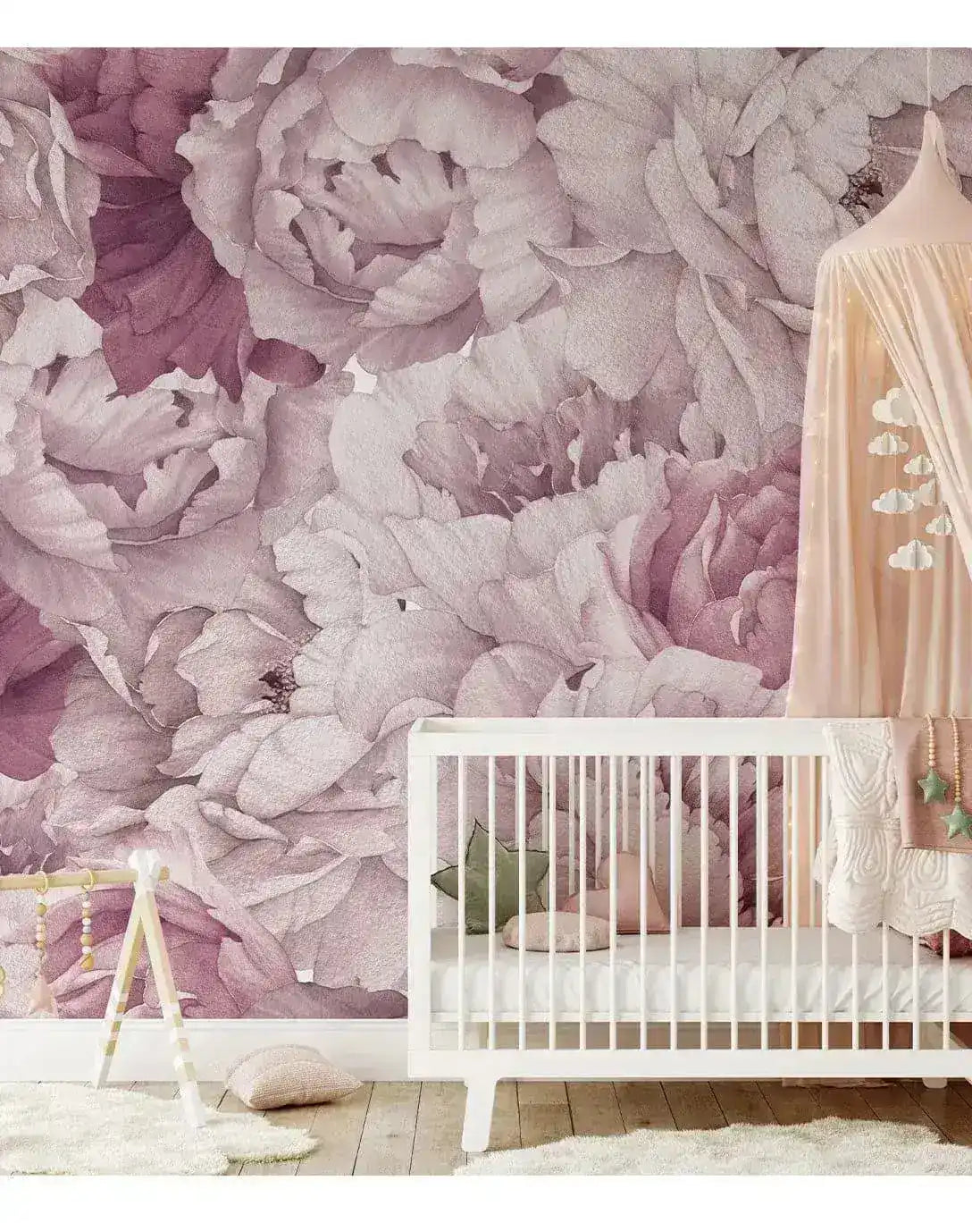 Watercolor Pink Peonies Wall Mural