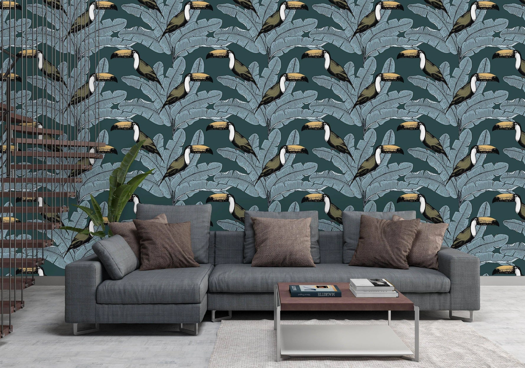 Tropical Toucan Palm Leaves Removable Wallpaper