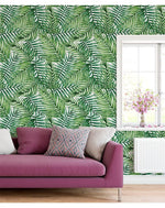 Watercolor Tropical Green Palm Leaves Removable Wallpaper