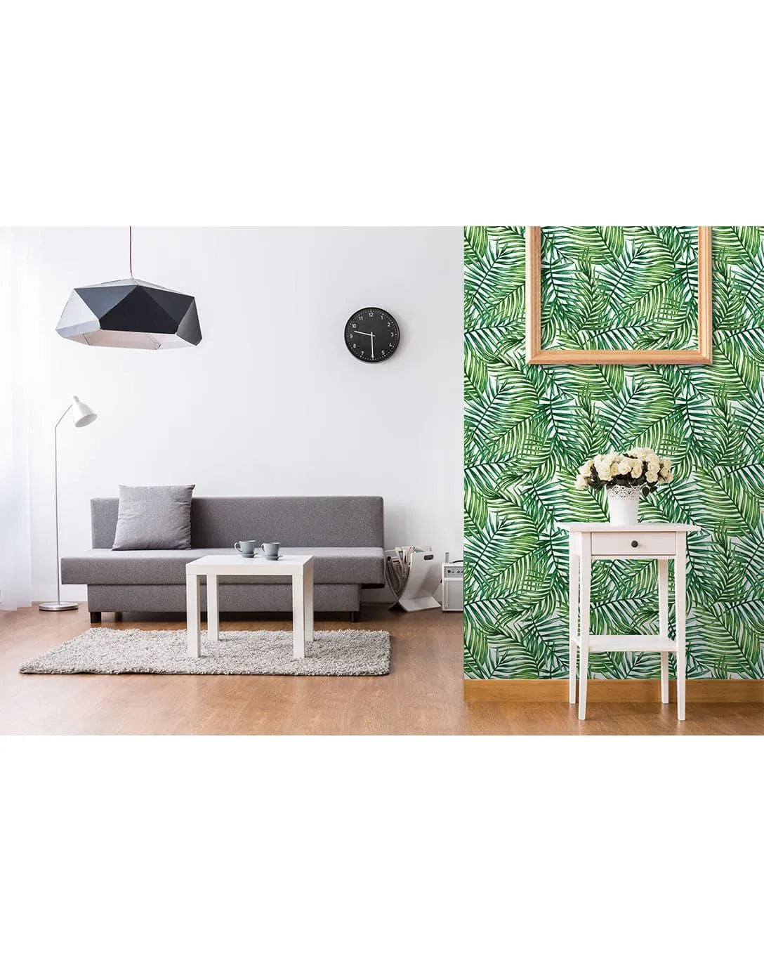 Watercolor Tropical Green Palm Leaves Removable Wallpaper