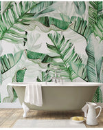 Watercolor Tropical Leaves Exotic Green Palm Leaves Wall Mural