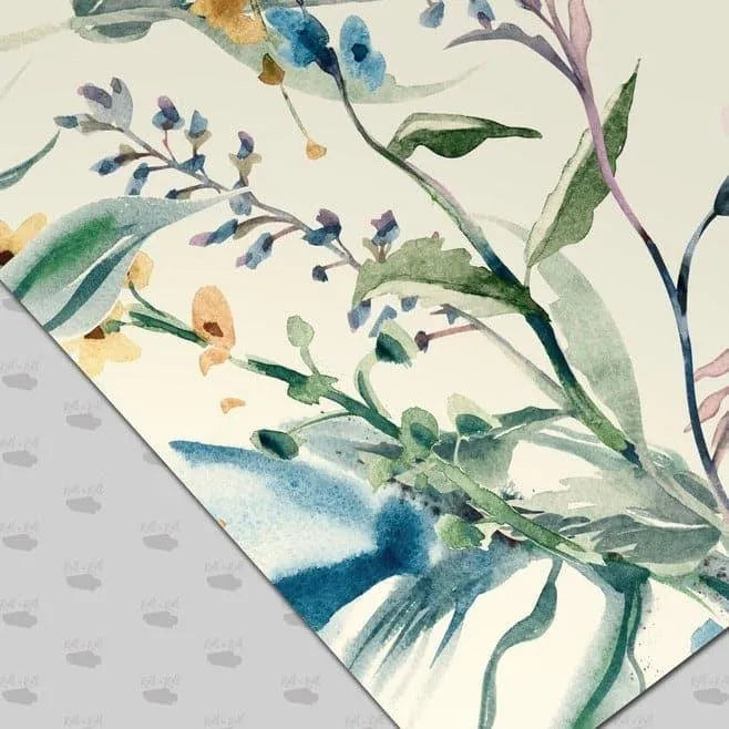 Watercolor Wild Flowers Beige Wallpaper