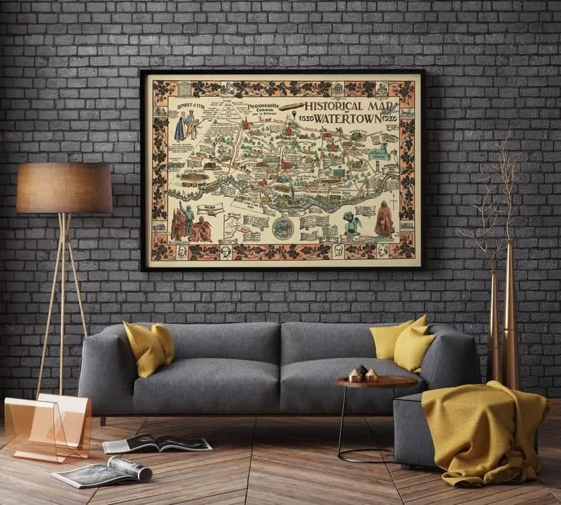 Watertown Map Wall Print| Framed Map Wall Decor