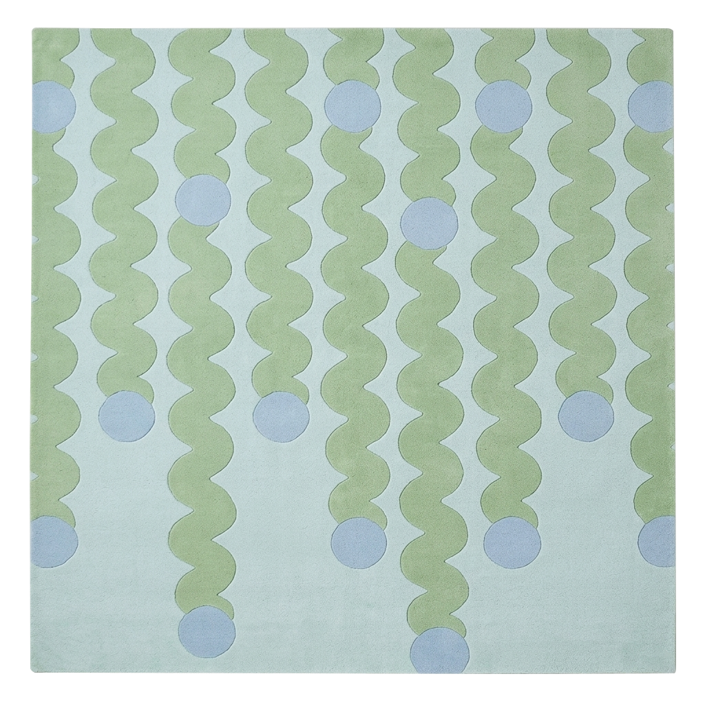 Wavy Drops Square Hand Tufted Rug