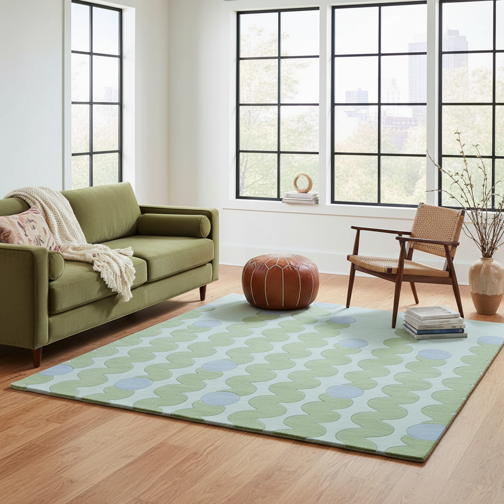 Wavy Drops Square Hand Tufted Rug
