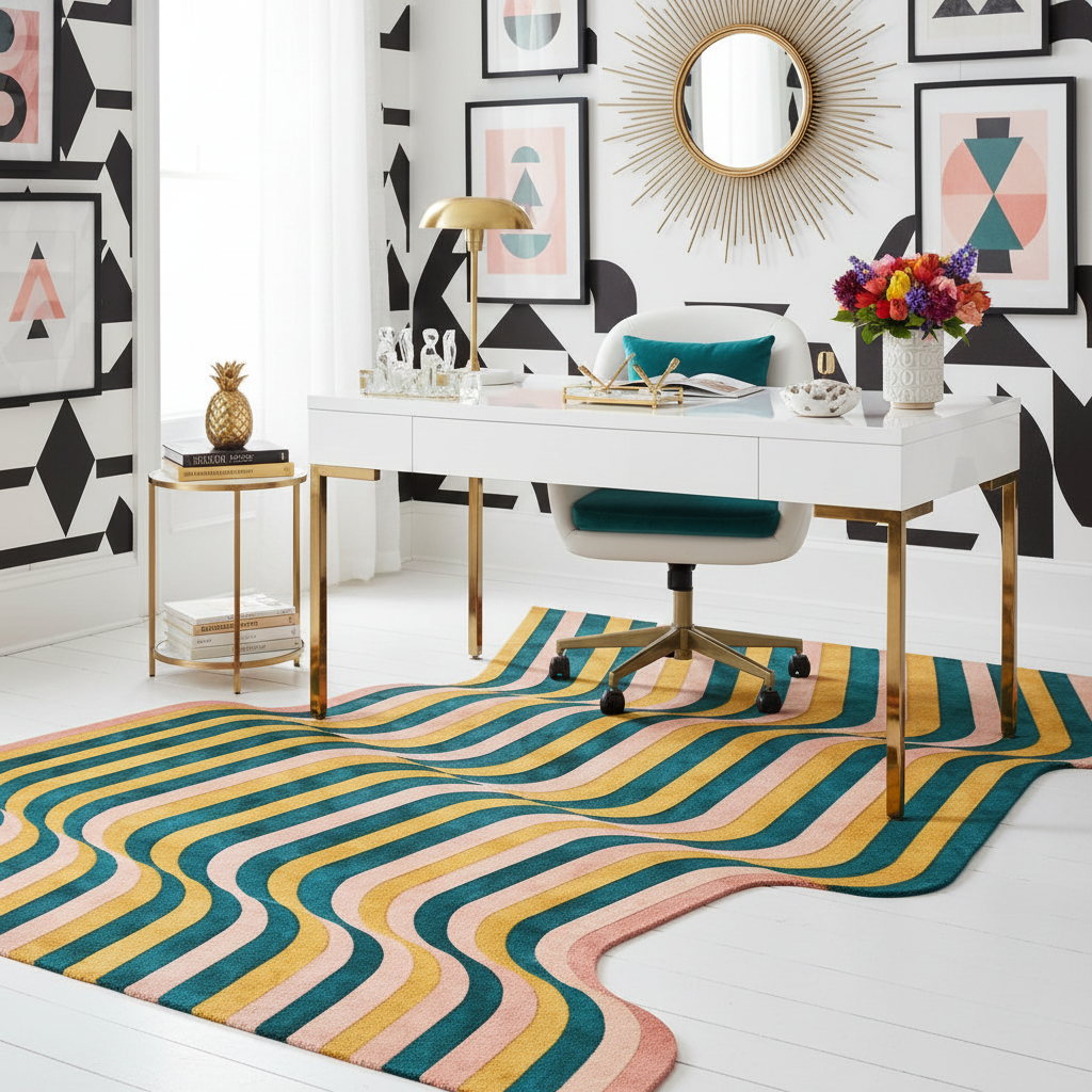 Flowing Illusion Hand Tufted Wool Rug - Rainbow