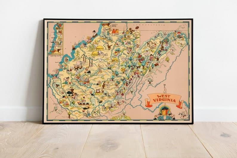 West Virginia Map Print| Fine Art Prints 
