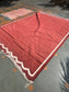 Handwoven Scalloped Cotton Rug - Red