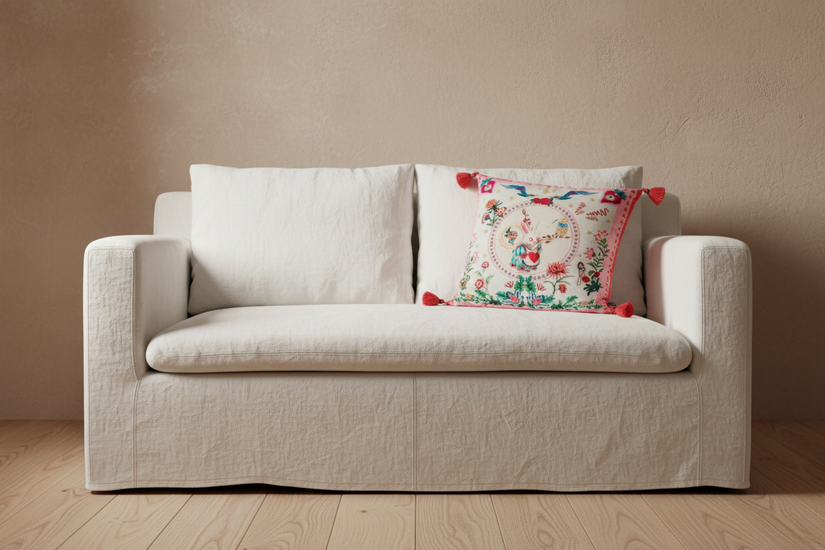 Whimsical White Rabbit Luxury Cushion Cover