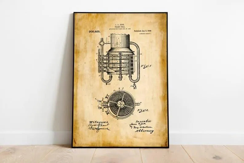 Whiskey Patent Print| Framed Art Print|