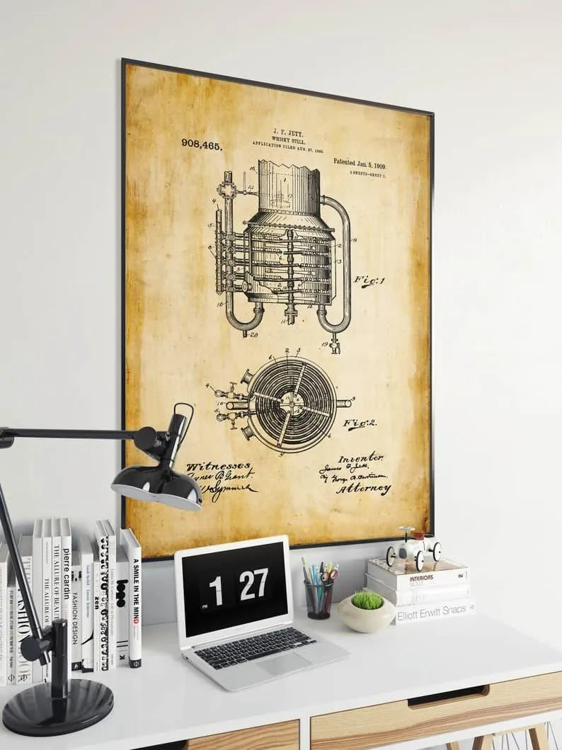 Whiskey Patent Print| Framed Art Print|