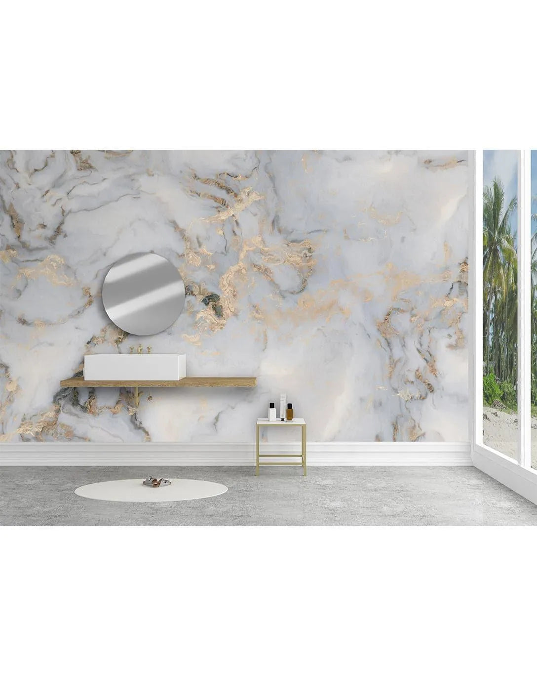 White Gray Gold Marble Paining Stone Wall Decal