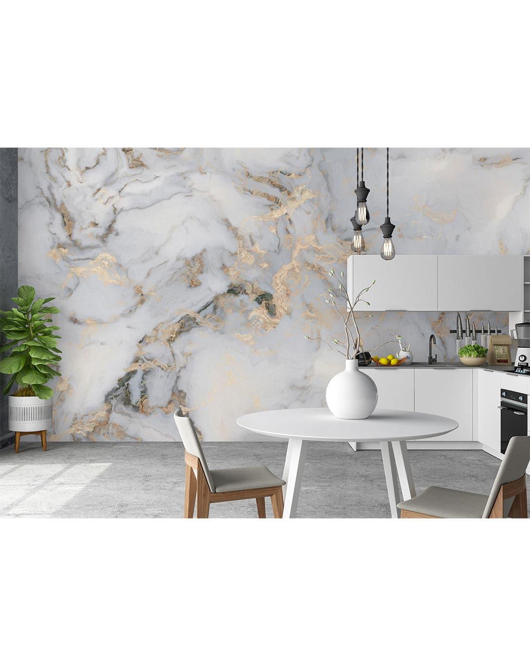 White Gray Gold Marble Paining Stone Wall Decal White Gray Gold Marble Paining Stone Wall Decal 
