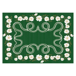 White Flowers Snakes Hand Tufted Rug - Green