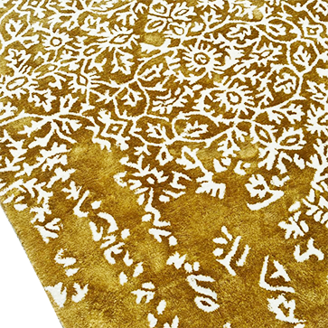 White Bloom Elegant Hand Tufted Viscose Rug - Golden