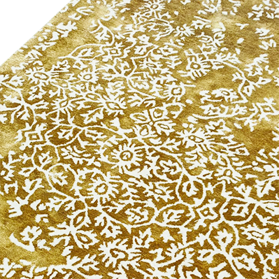 White Bloom Elegant Hand Tufted Viscose Rug - Golden
