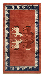 Wild Horses Meander Hand Knotted Rug shown flat on a white background