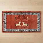 Wild Horses Meander Hand Knotted Rug — red, black, cream chinoiserie rug by Maia Homes