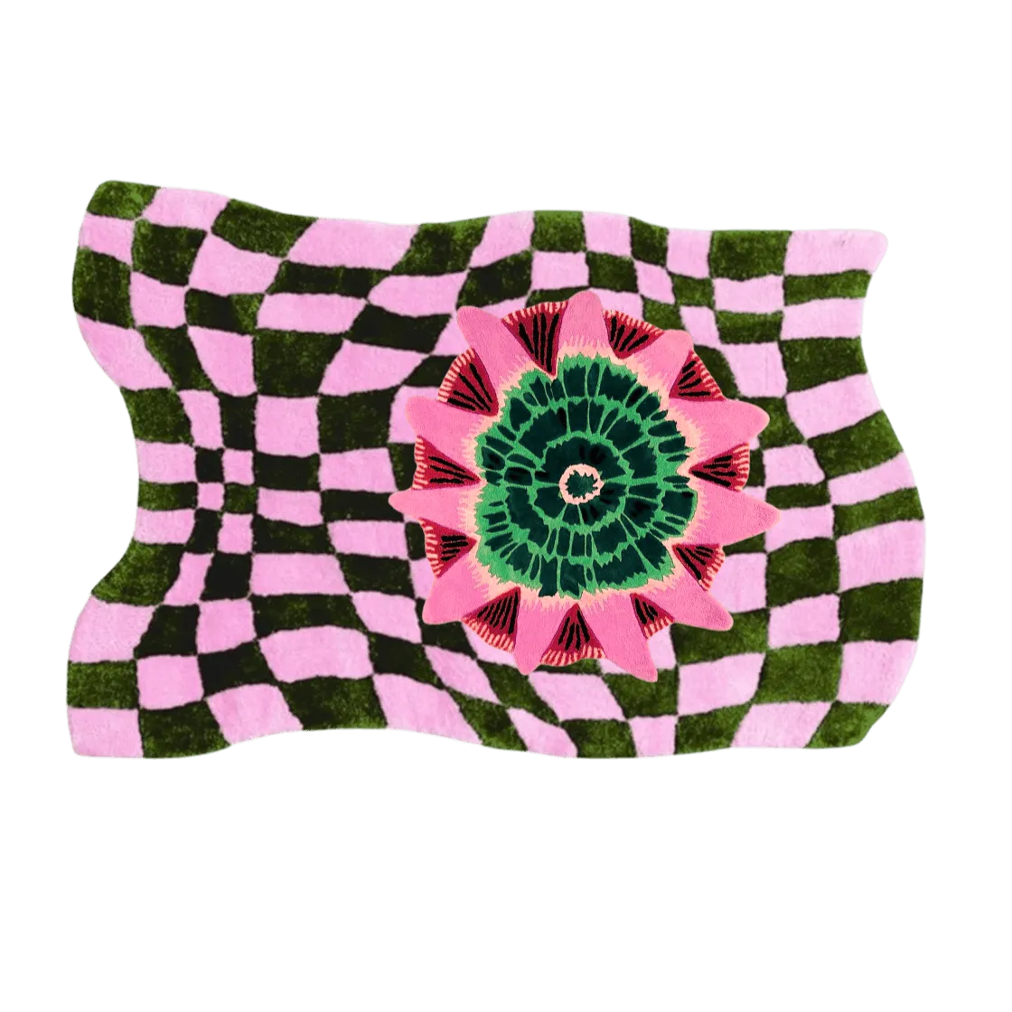 Wild Flower Wavy Checker Hand Tufted Wool Rug