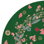 Wild Flowers Birds Round Hand Tufted Rug - Green