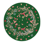 Wild Flowers Birds Round Hand Tufted Rug - Green