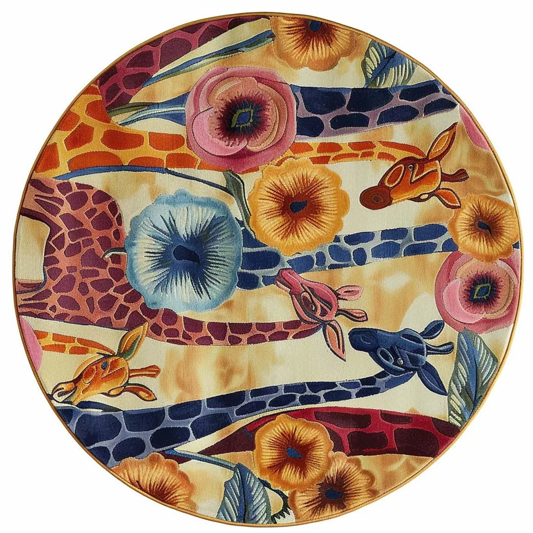 Wildflower Safari Walk Hand Tufted Round Rug