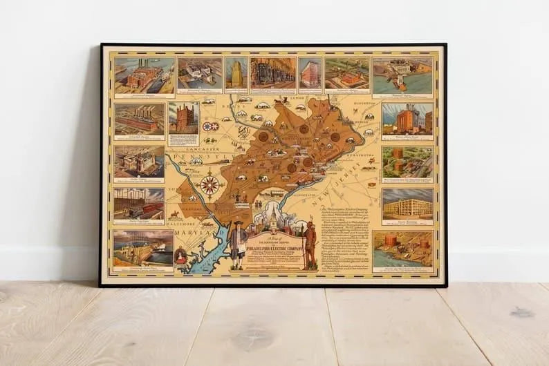 Map of the Territory Served by Philadelphia Electric Company| Poster Vintage