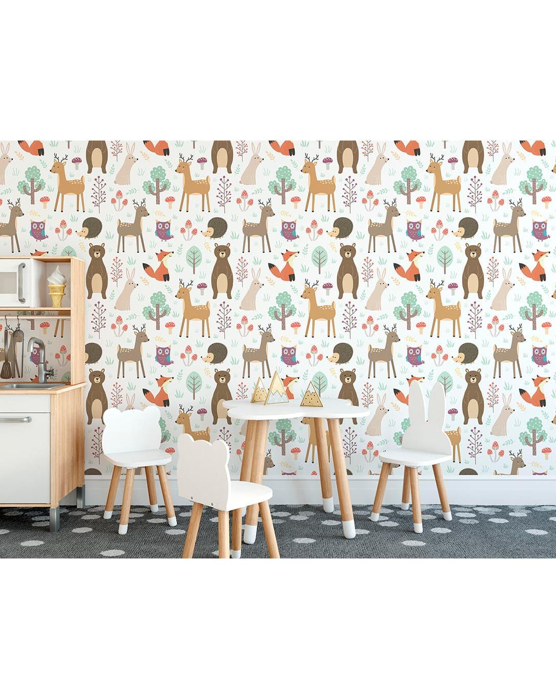 Woodland Critters Forest Animals Kids Removable Wallpaper Woodland Critters Forest Animals Kids Removable Wallpaper 