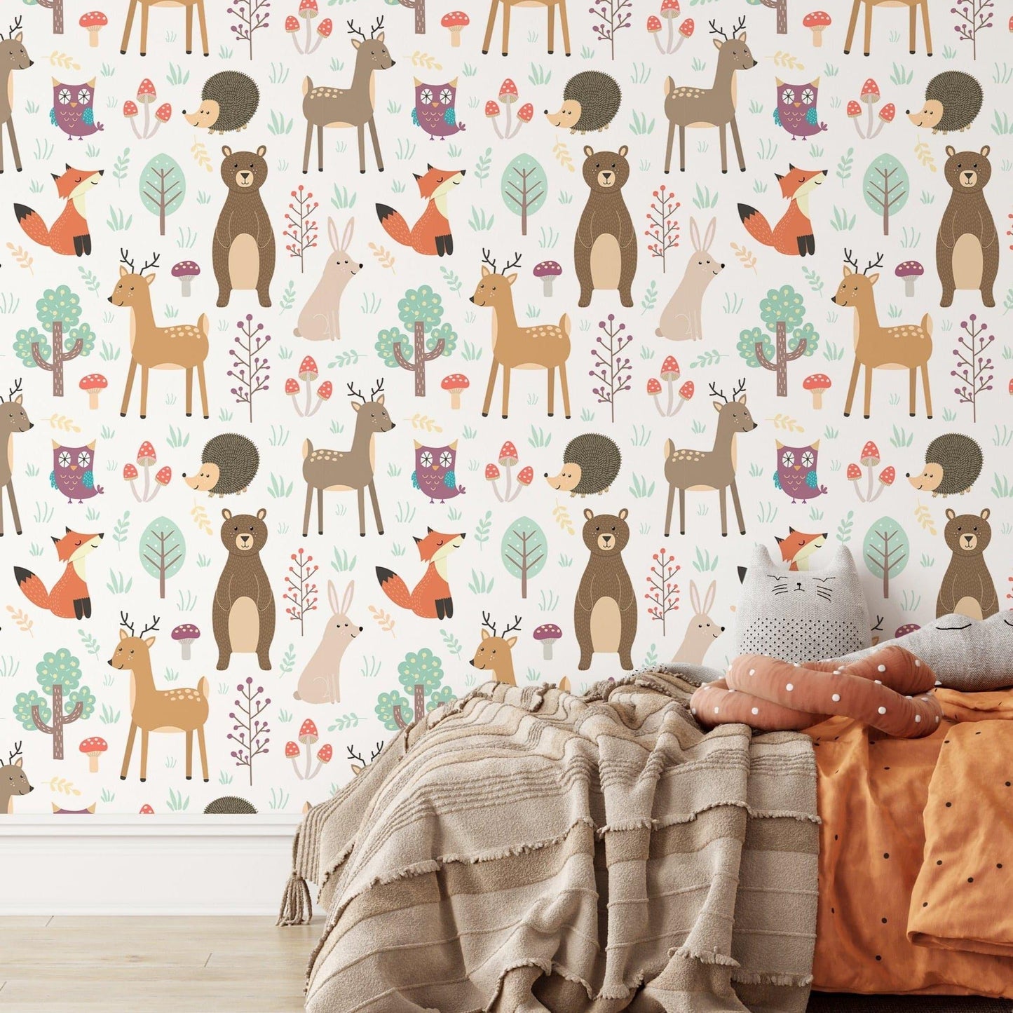 Woodland Critters Forest Animals Kids Removable Wallpaper 