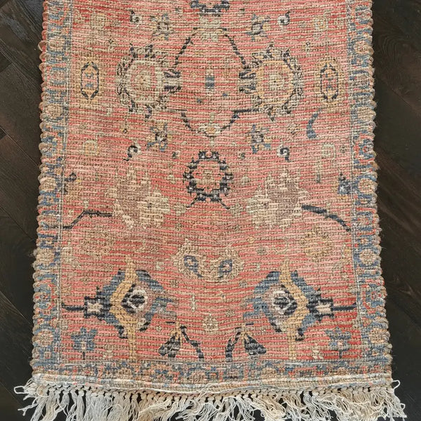 pink vintage persian jute cotton printed rug