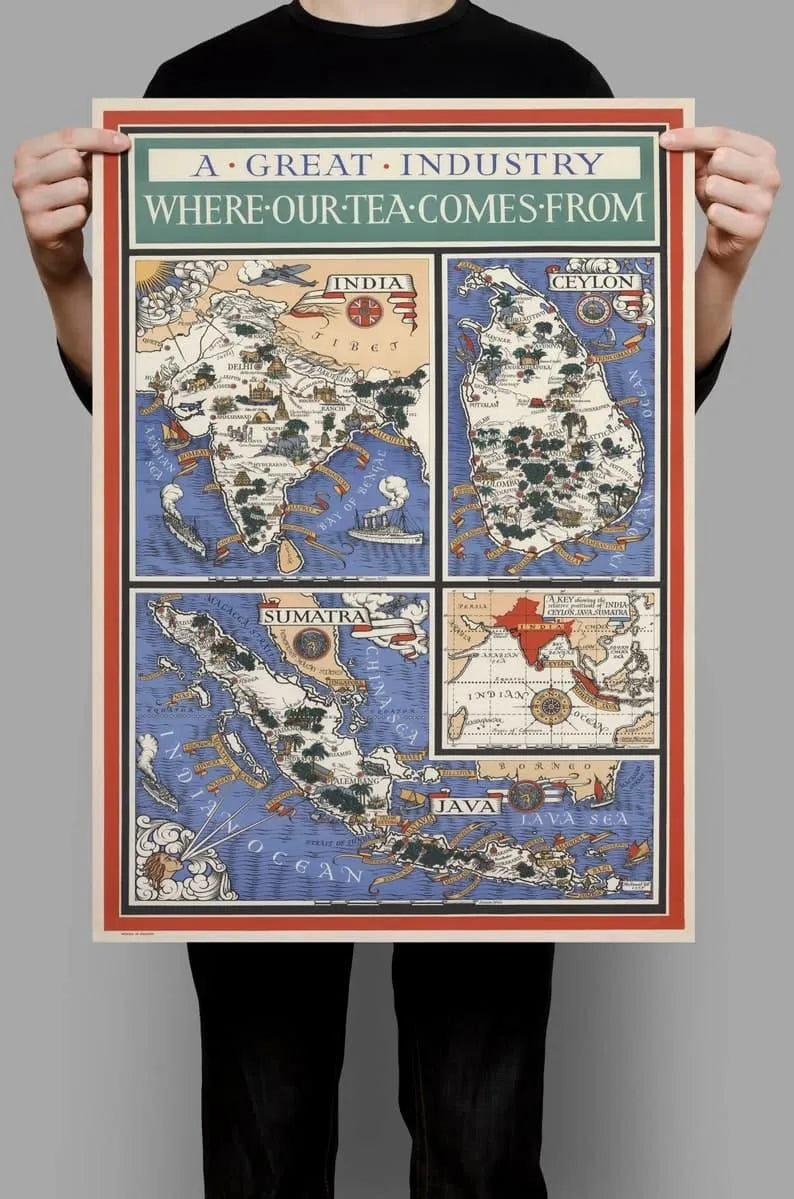 World Famous Tea Producer Countries Map Print