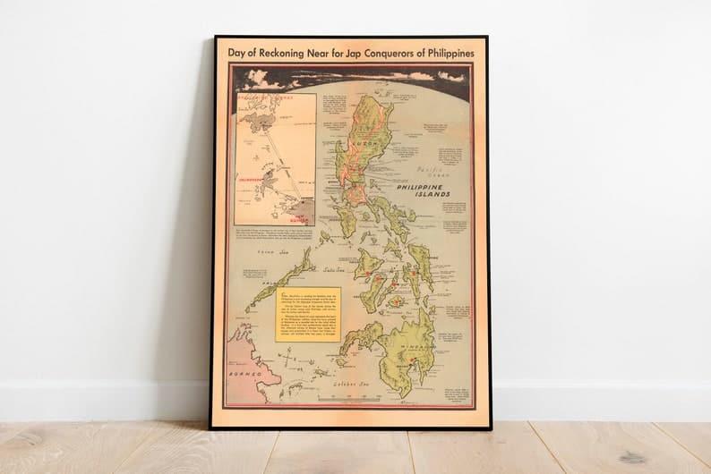 World War 2 Map Print| Poster Print| General MacArthur World War 2 Map Print| Poster Print| General MacArthur World War 2 Map Print| Poster Print| WW2 Maps 