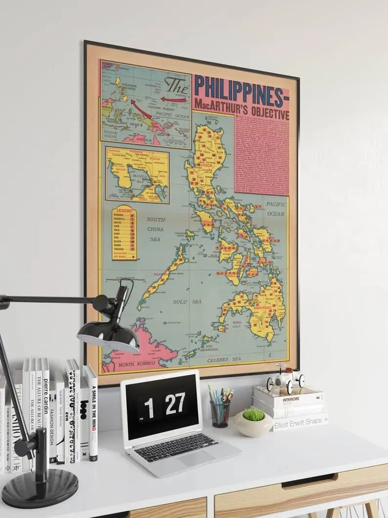 World War 2 Map Print| Poster Print| Philippines Map