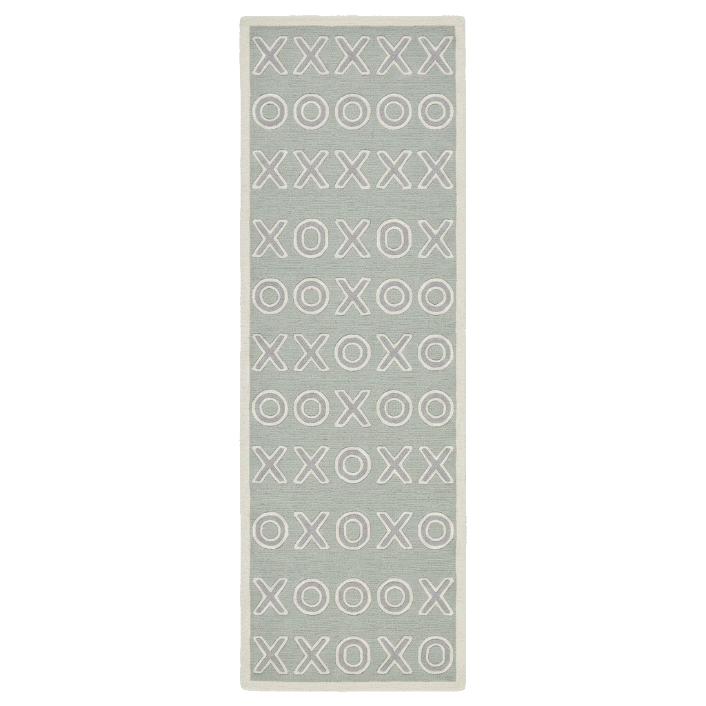 X O  Pattern Hand Tufted Runner Rug