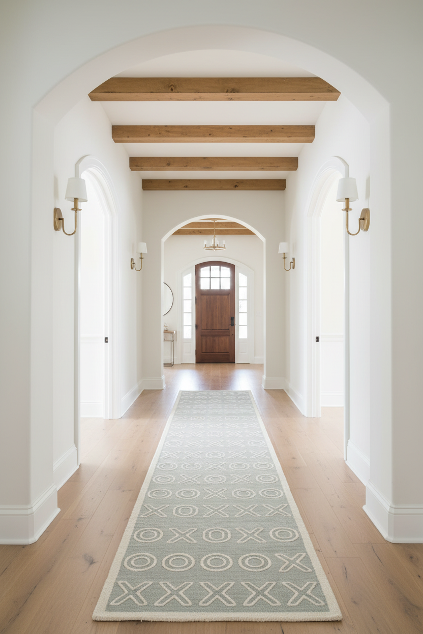 X O Pattern Hand Tufted Runner Rug