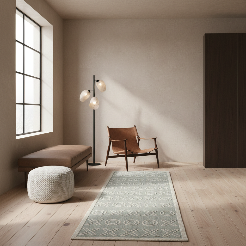X O Pattern Hand Tufted Runner Rug