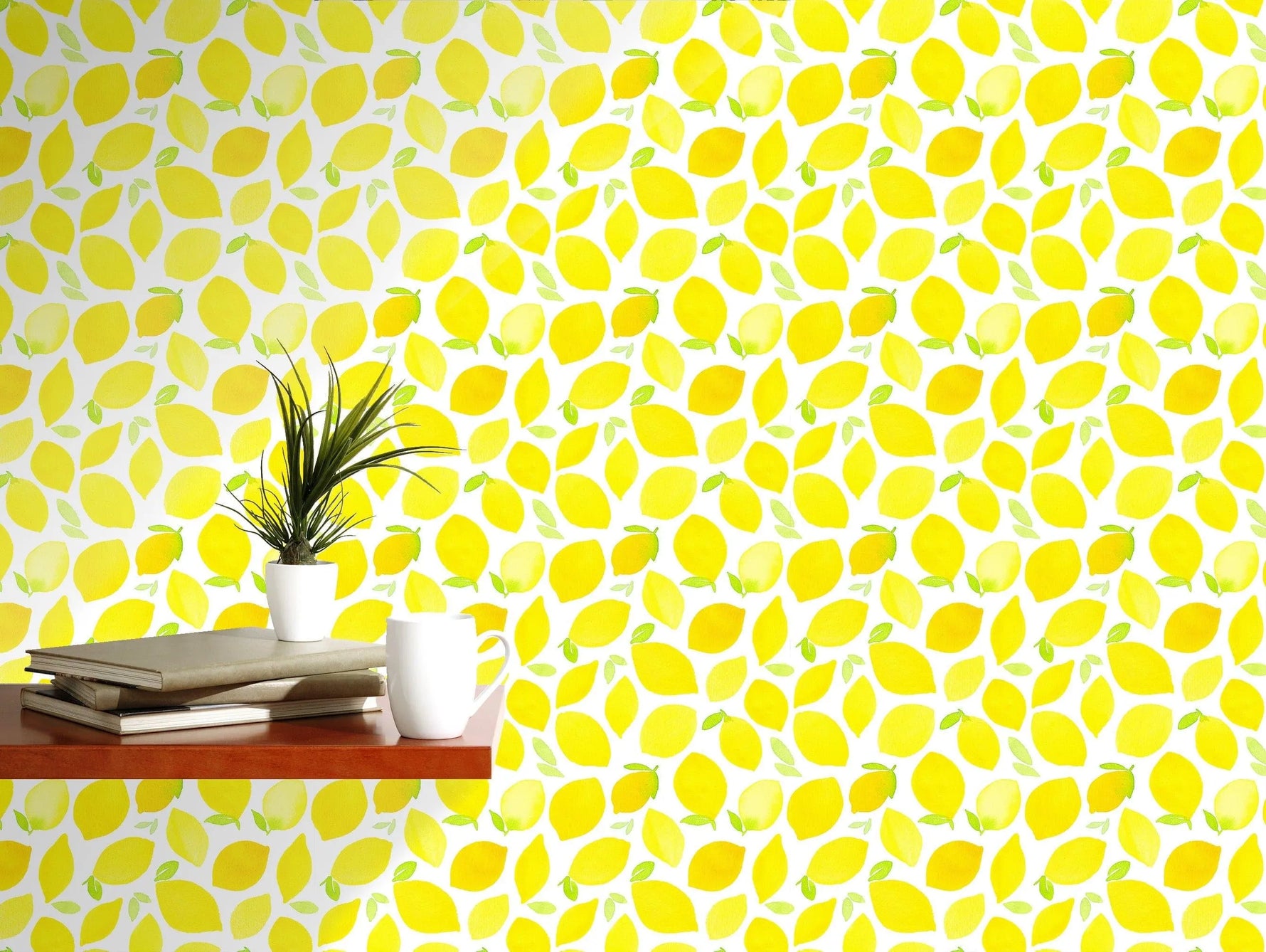 Watercolor Yellow Lemons Fruit Kitchen Removable Wallpaper