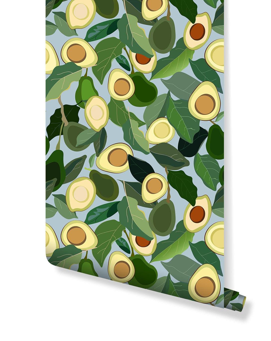 Yellow Avocado Green Leaves Kitchen Wallpaper Yellow Avocado Green Leaves Kitchen Wallpaper 