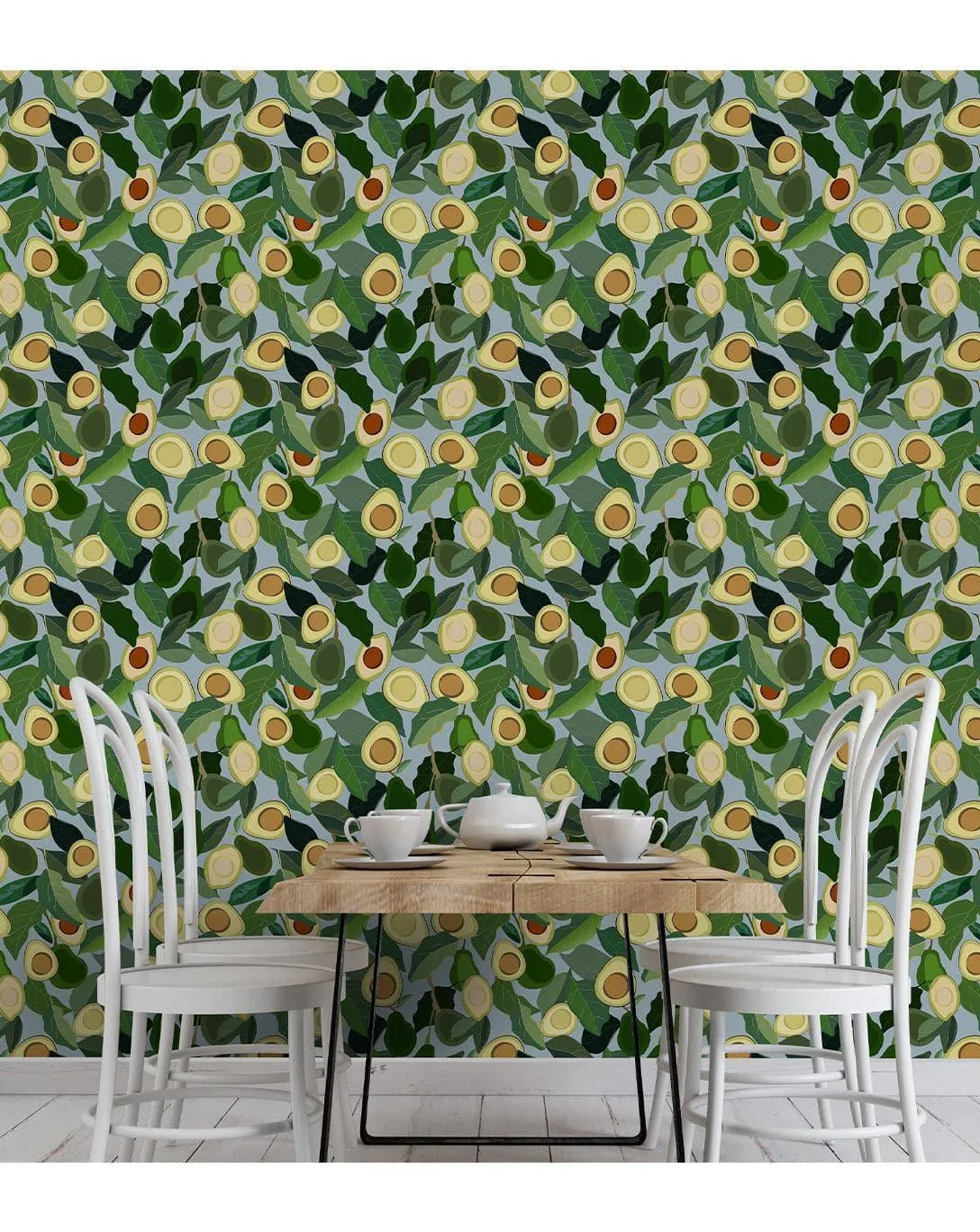 Yellow Avocado Green Leaves Kitchen Wallpaper