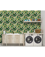 Yellow Avocado Green Leaves Kitchen Wallpaper