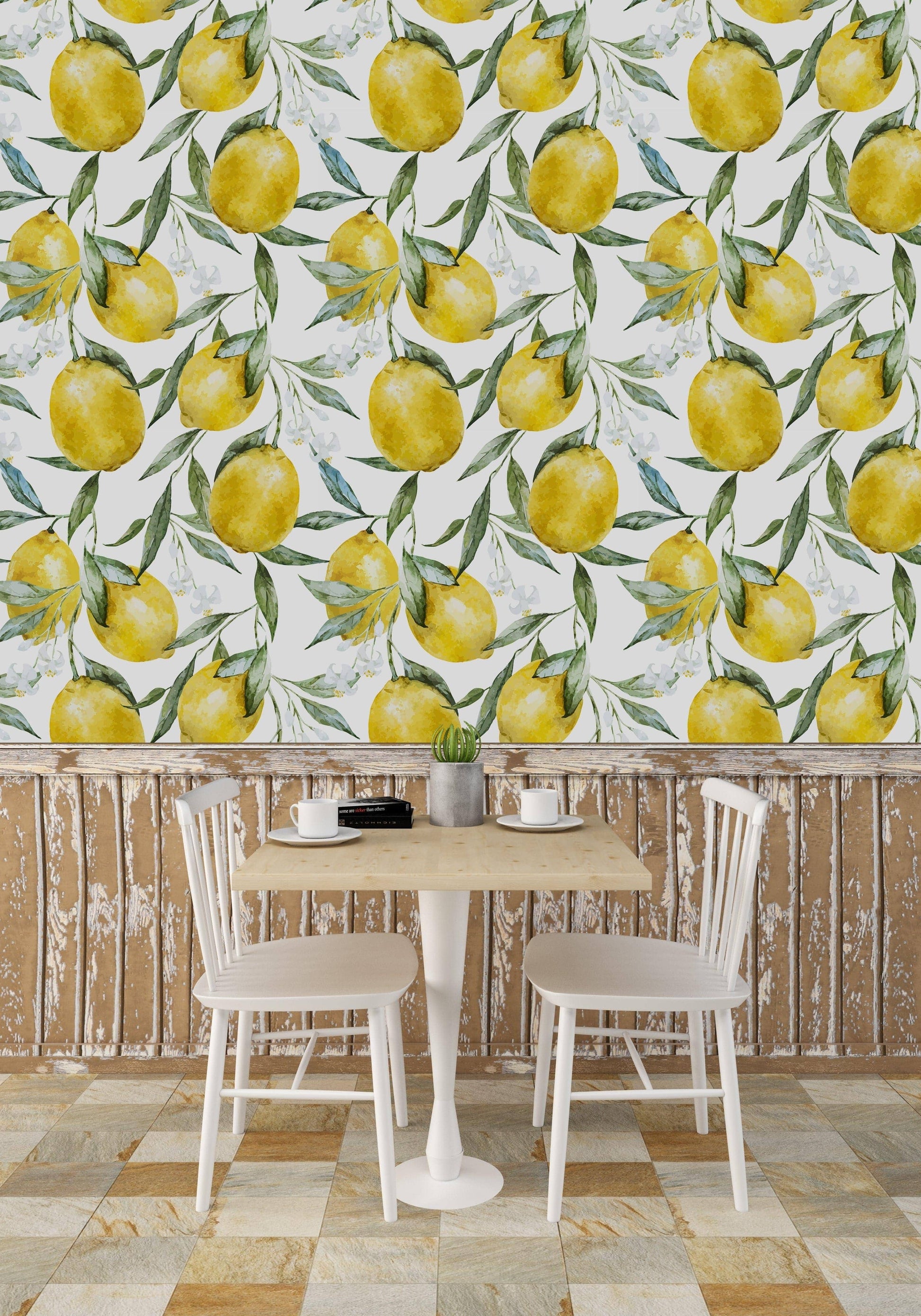 Yellow Lemons Fruit Kitchen Removable Wallpaper Yellow Lemon Green Fruit Kitchen Removable Wallpaper 
