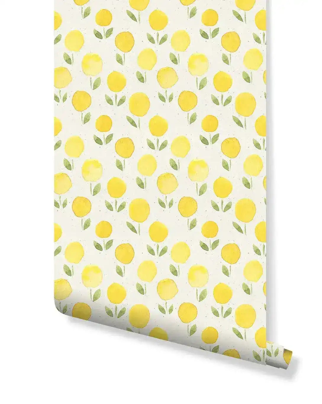Yellow Marigold Flower Watercolor Floral Removable Wallpaper