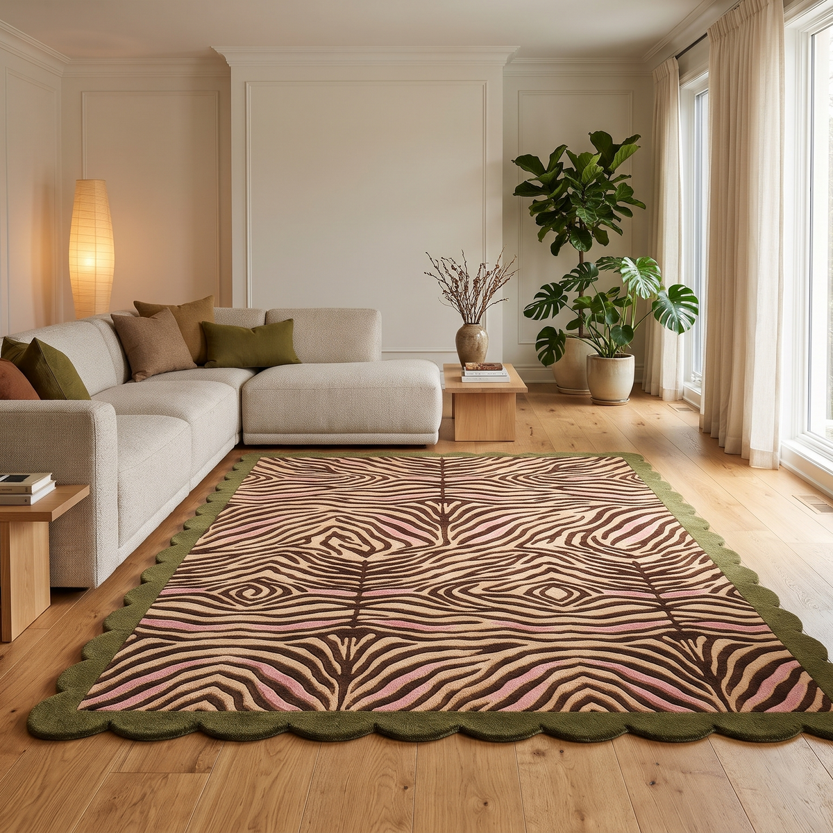 Zebra Bloom Scallop Hand Tufted Wool Rug