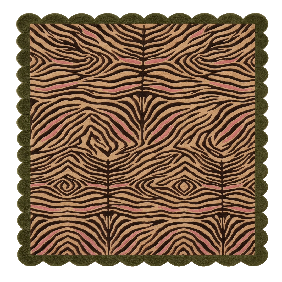 Zebra Bloom Scallop Hand Tufted Wool Rug