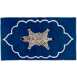 Zebra in the Royal House Hand Tufted Wool Rug - Dark Blue