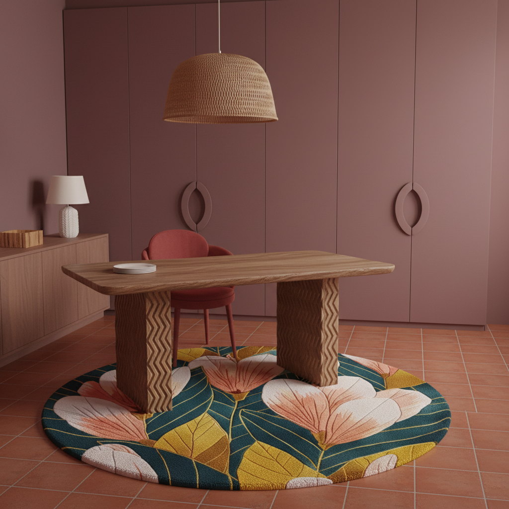 Floral Vineyard Hand Tufted Round Rug