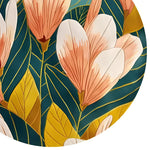 A vibrant Floral Vineyard Hand Tufted Round Rug showcasing elegant pink and white flowers with lush green leaves. Perfect as a centerpiece for bedrooms or living rooms, this wool rug adds a touch of nature-inspired beauty to any space, fitting seamlessly with living room rugs 8x10 and enhancing the decor with its floral pattern.