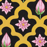 Gold Border Scallop and Lotus Hand Tufted Rug - Black