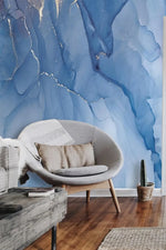 Abstract Art Blue Marble Wallpaper Mural