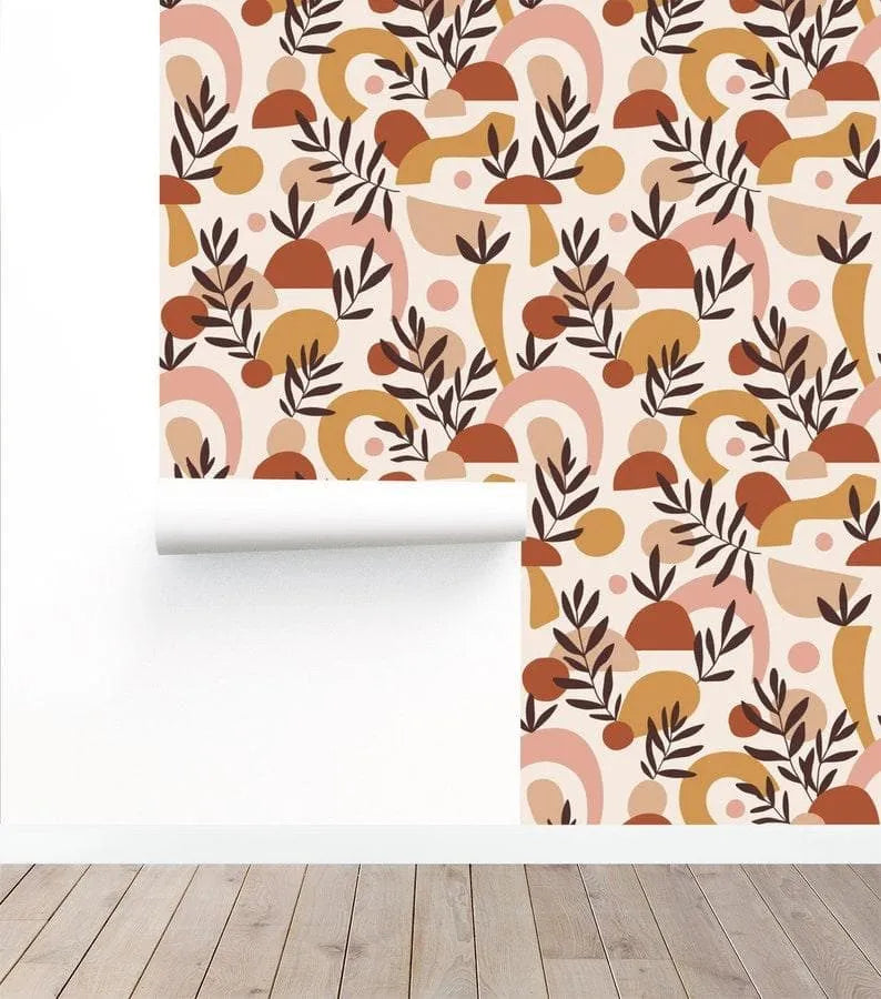 Abstract Beige Geometric Terracotta Wallpaper